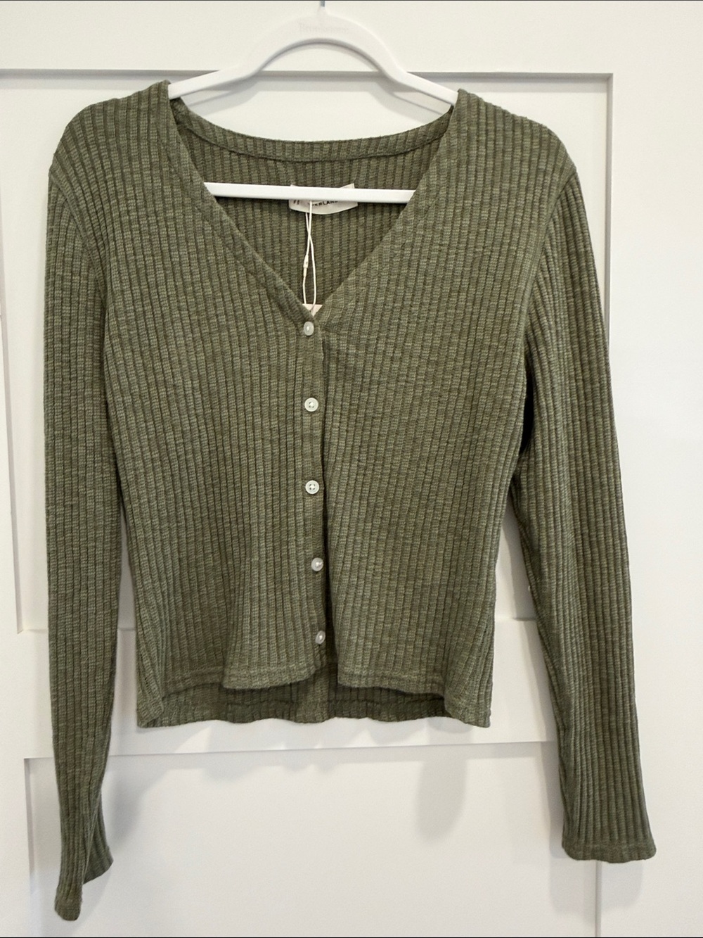Everlane The Cozy Rib Cardigan Olive Green Size M NWT